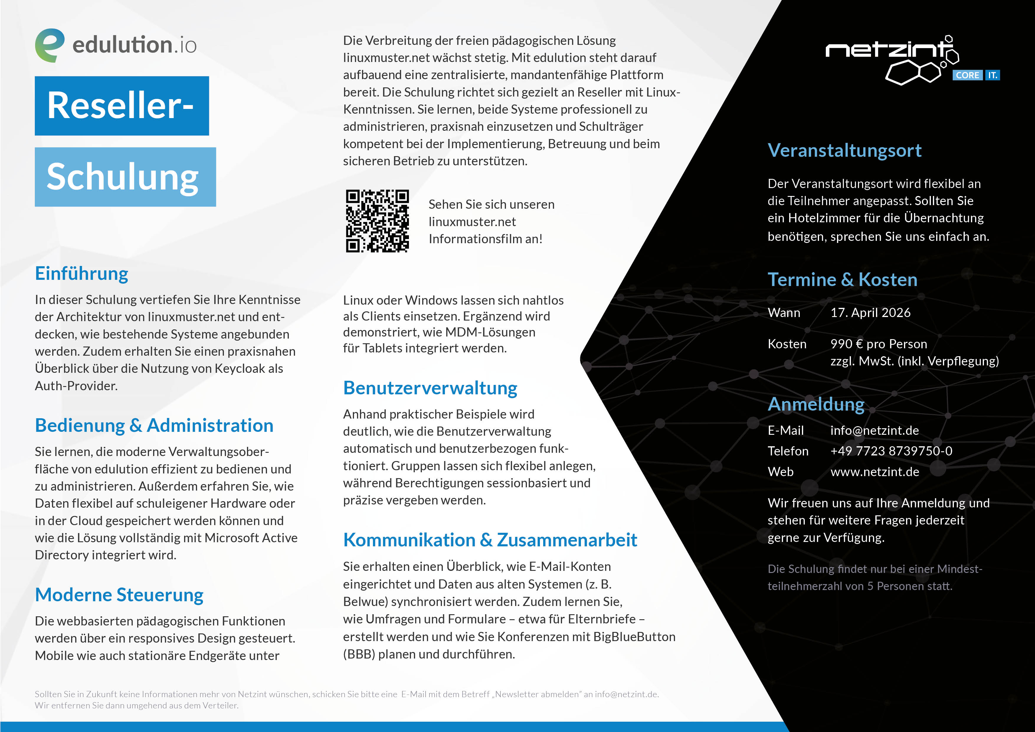 Infoflyer edulution.io Schulträger Schulung
